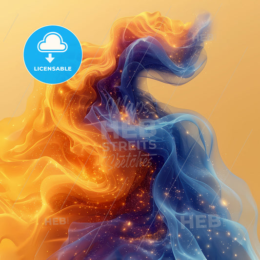 Sonic Scenes: The Rhythm of Colors - A blue and orange fabric