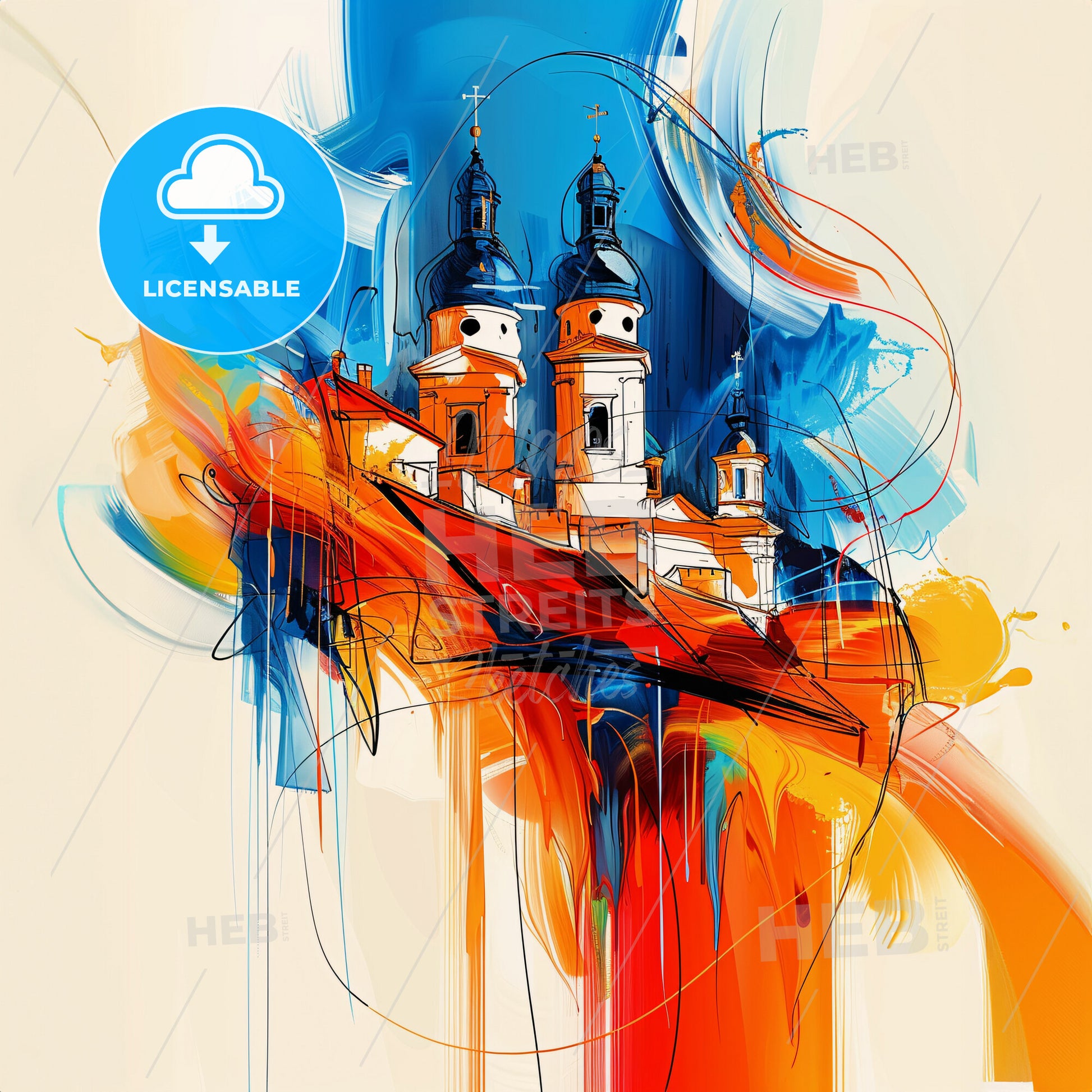 Vibrant Sopron, Hungary - A Painting Of A Building With Towers