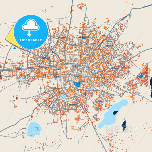 Colorful Sorgun Street Map with Labels and Buildings