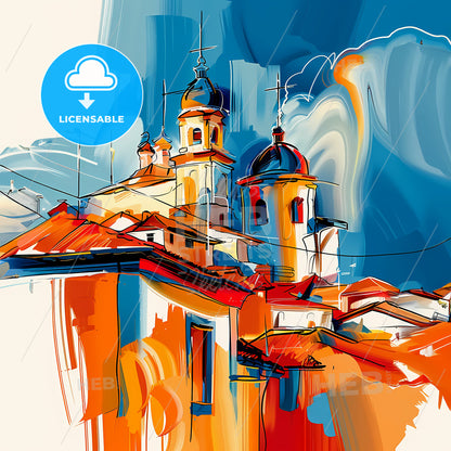 Vibrant Sorocaba, Brazil - A Painting Of A Building With A Dome Shaped Roof