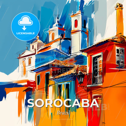 Vibrant Sorocaba, Brazil - A Colorful Buildings With A Blue Sky - Square format print template