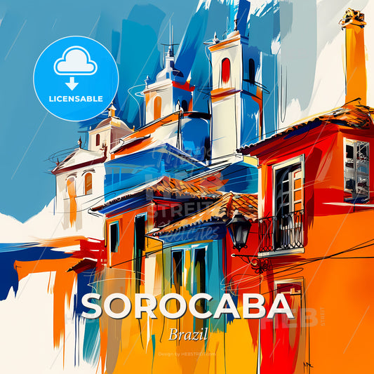 Vibrant Sorocaba, Brazil - A Colorful Buildings With A Blue Sky - Square format print template
