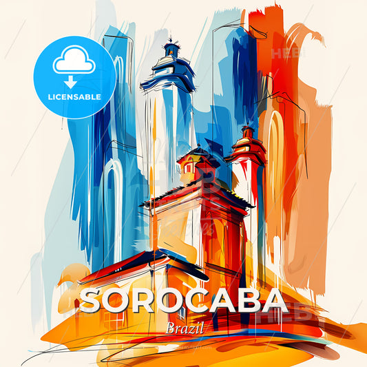 Vibrant Sorocaba, Brazil - A Painting Of A Building - Square format print template