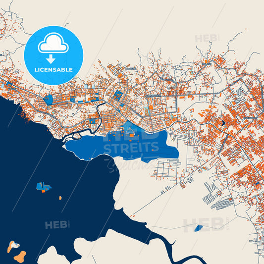 Colorful Sorong Street Map with Labels and Buildings
