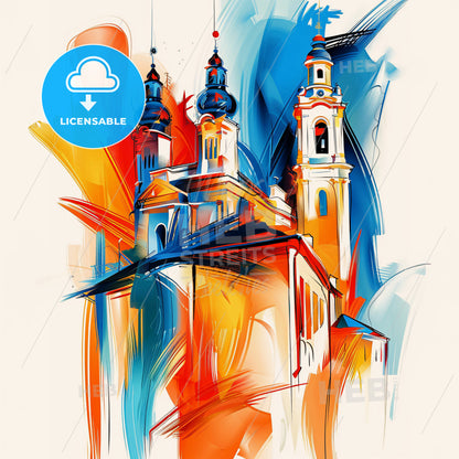 Vibrant Sosnowiec, Poland - A Colorful Painting Of A Building