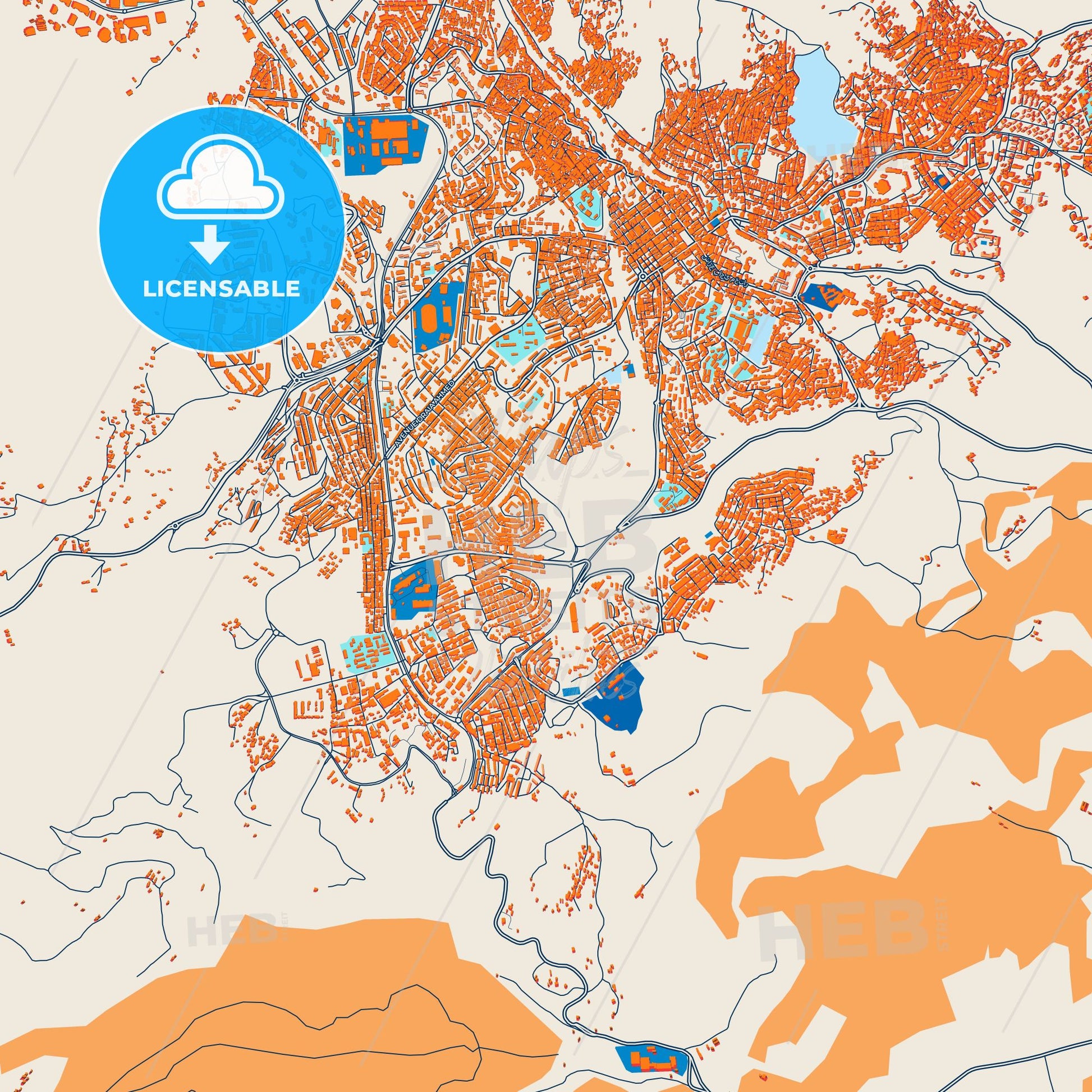 Colorful Souk Ahras Street Map with Labels and Buildings