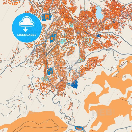 Colorful Souk Ahras Street Map with Labels and Buildings