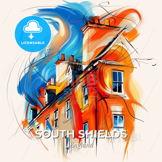 Vibrant South Shields, England - A Colorful Building With Many Windows - Square format print template