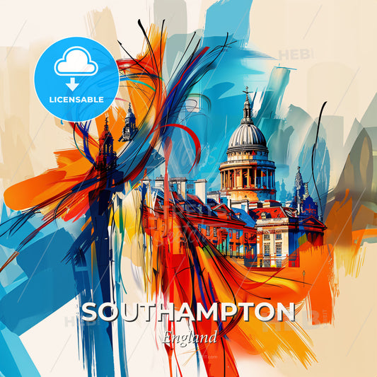 Vibrant Southampton, England - A Colorful Painting Of A Building - Square format print template