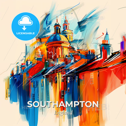 Vibrant Southampton, England - A Painting Of A Building - Square format print template