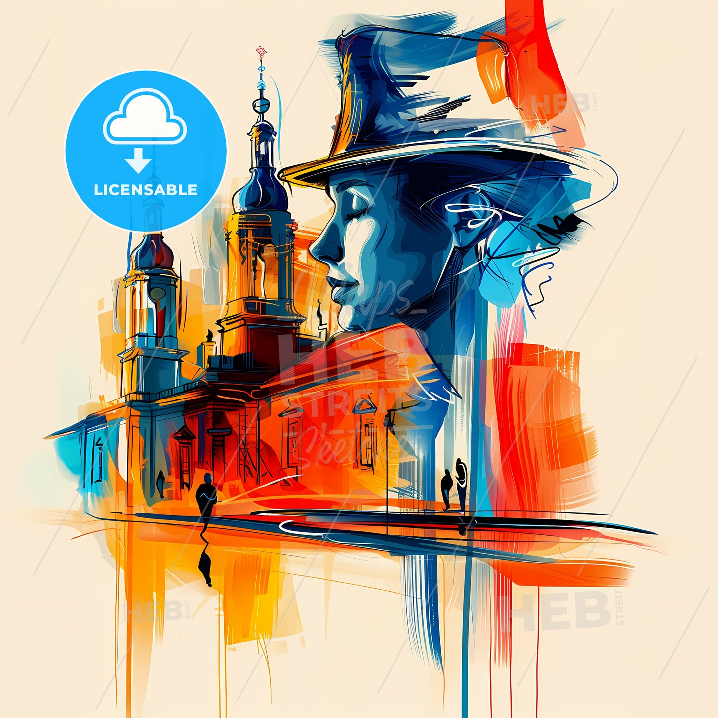 Vibrant Southampton, England - A Painting Of A Woman's Face And A Building