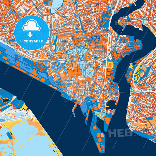 Colorful Southampton Street Map with Labels and Buildings