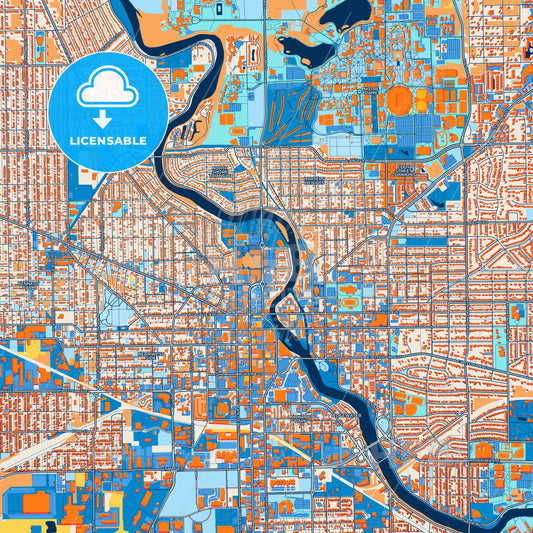 Colorful South Bend Street Map with Labels and Buildings