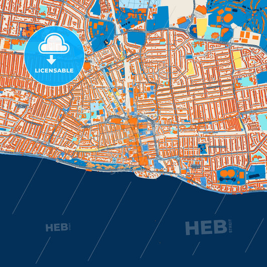 Colorful Southend-on-Sea Street Map with Labels and Buildings