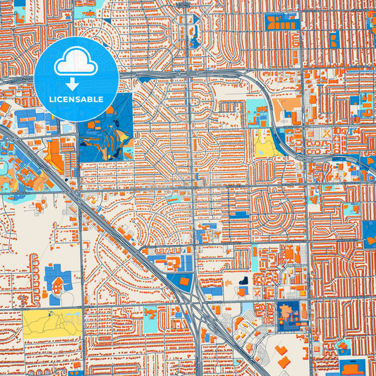 Colorful Southfield Street Map with Labels and Buildings