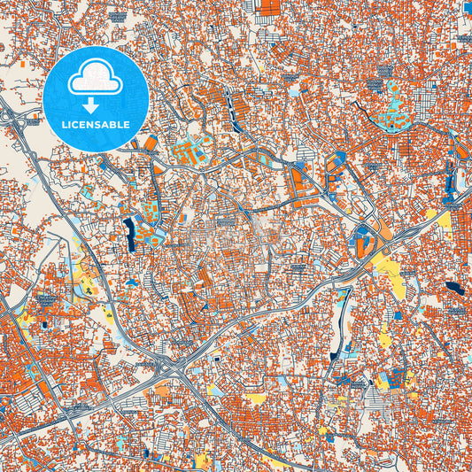 Colorful South Tangerang Street Map with Labels and Buildings