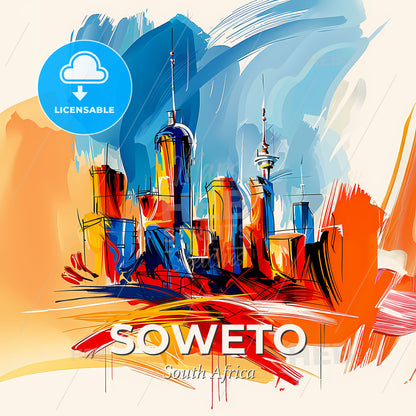 Vibrant Soweto, South Africa - A Painting Of A City - Square format print template