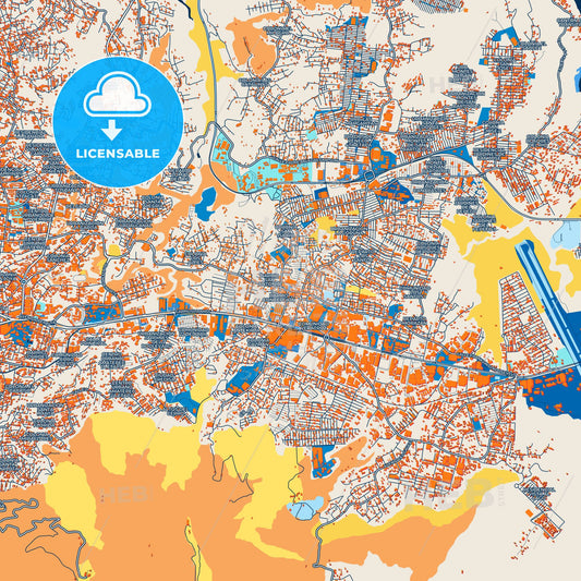 Colorful Soyapango Street Map with Labels and Buildings
