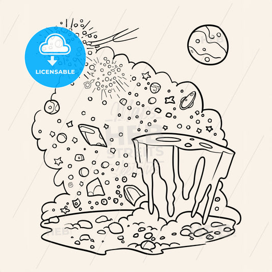 Space Style - A Cartoon Of A Meteorite Explosion