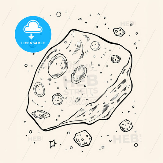 Space Style - A Black And White Drawing Of A Rock With Spots And Stars