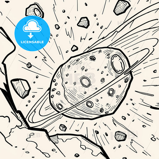 Space Style - A Cartoon Of A Planet With Rings And Rocks