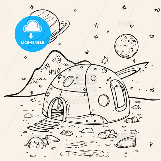 Space Style - A Drawing Of A Dome House In Space
