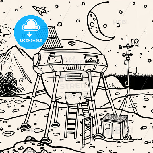 Space Style - A Cartoon Of A Space Station