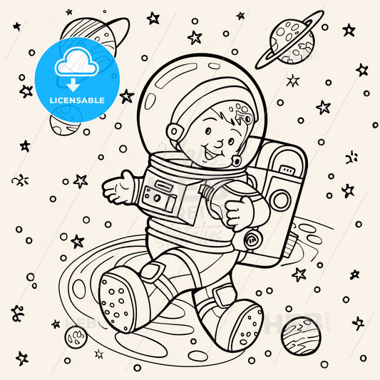 Space Style - A Coloring Page Of A Cartoon Astronaut