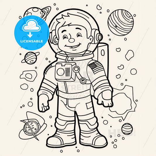 Space Style - A Cartoon Of A Man In Space Suit