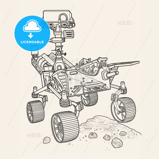 Space Style - A Black And White Drawing Of A Mars Rover