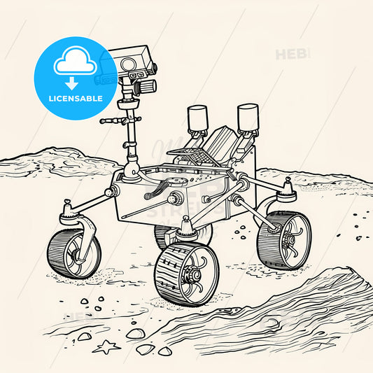 Space Style - A Black And White Drawing Of A Space Rover