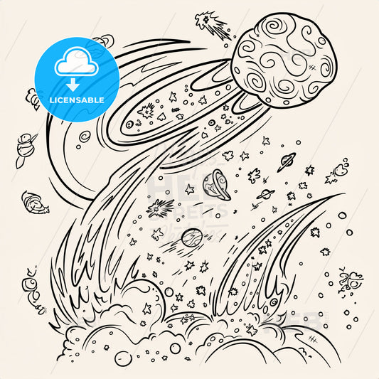 Space Style - A Drawing Of A Comet