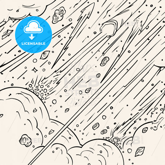 Space Style - A Drawing Of Meteors And Clouds