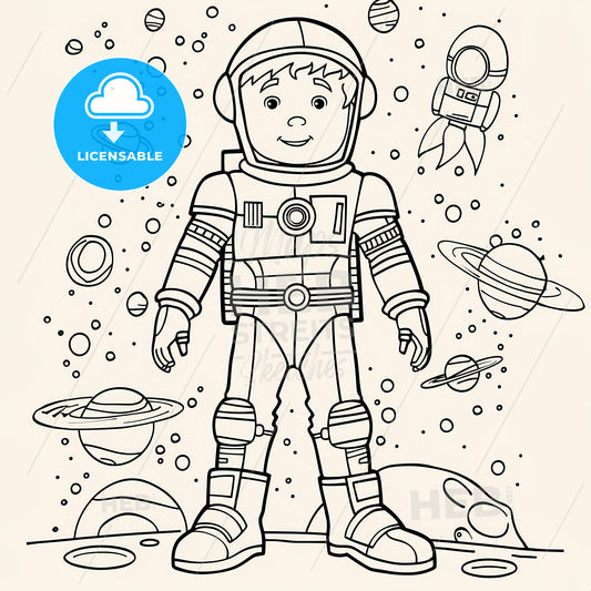 Space Style - A Cartoon Of A Man In Space