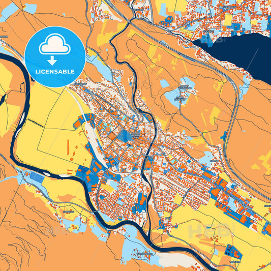 Colorful Spittal an der Drau Street Map with Labels and Buildings