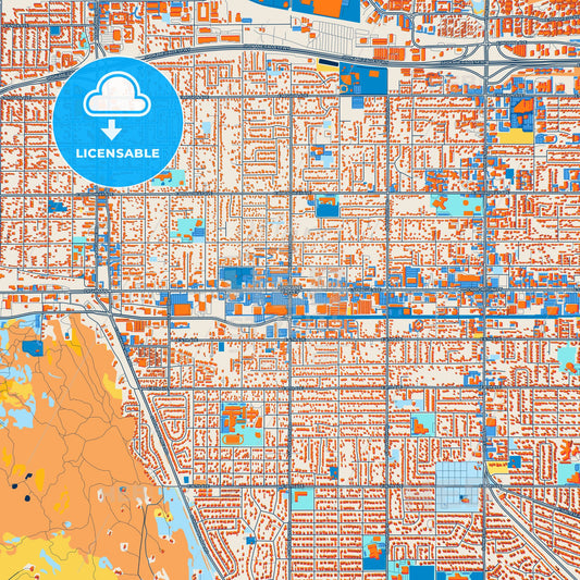 Colorful Spokane Valley Street Map with Labels and Buildings