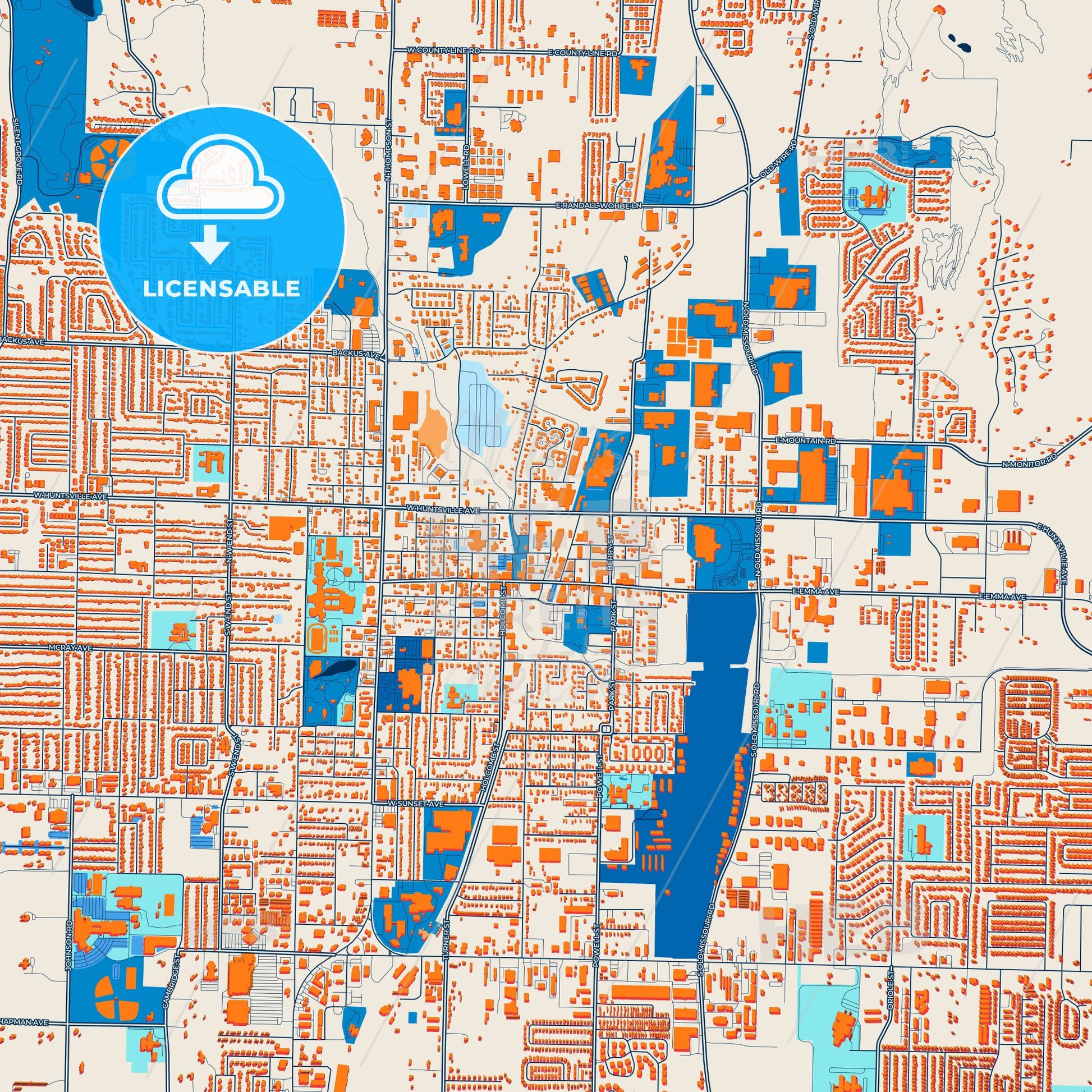 Colorful Springdale Street Map with Labels and Buildings
