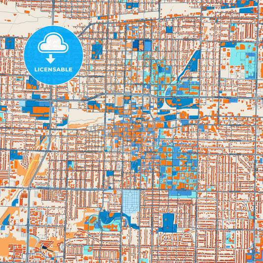 Colorful Springfield Street Map with Labels and Buildings