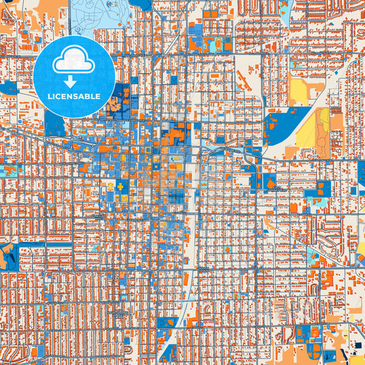 Colorful Springfield Street Map with Labels and Buildings