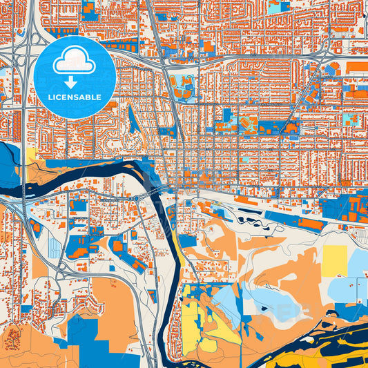 Colorful Springfield Street Map with Labels and Buildings