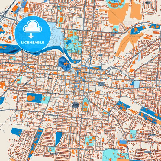 Colorful Springfield Street Map with Labels and Buildings
