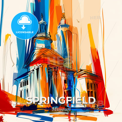 Vibrant Springfield, Missouri - A Painting Of A Building - Square format print template