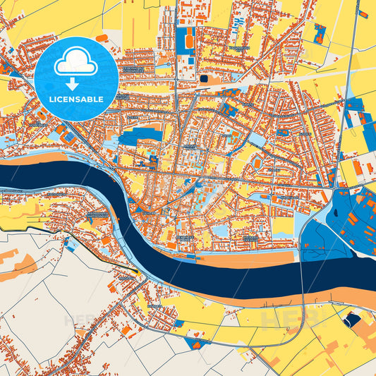 Colorful Sremska Mitrovica Street Map with Labels and Buildings