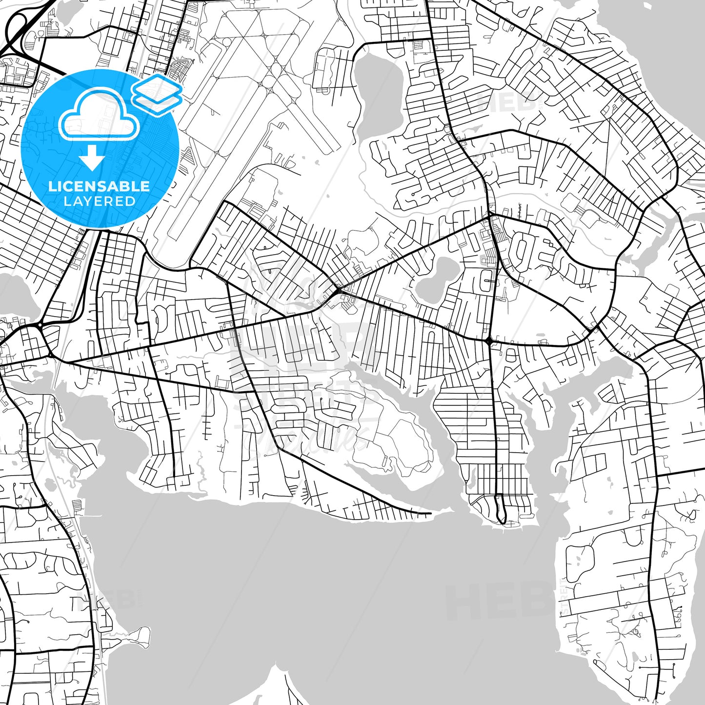 Layered PDF map of Warwick, Rhode Island, United States