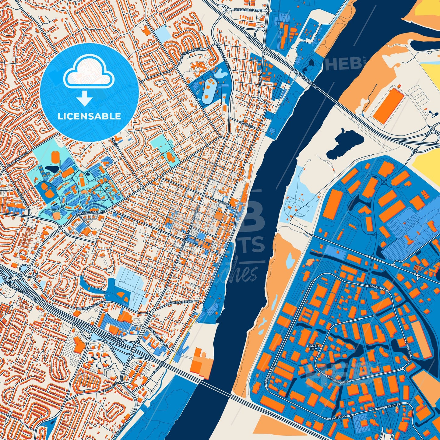 Colorful St. Charles Street Map with Labels and Buildings