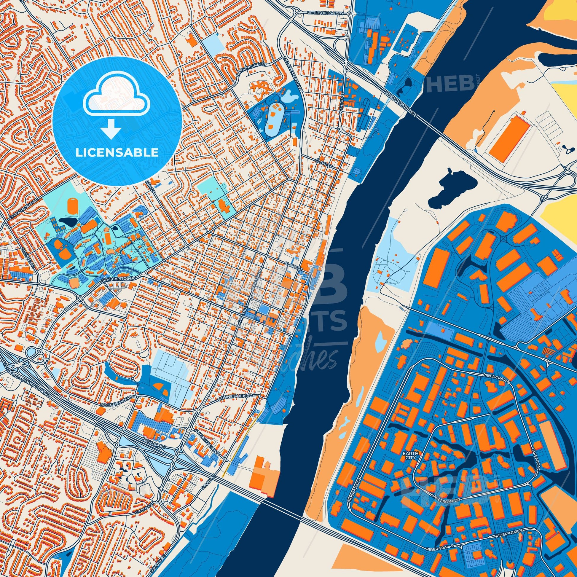 Colorful St. Charles Street Map with Labels and Buildings