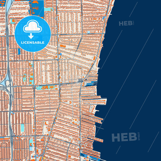 Colorful St. Clair Shores Street Map with Labels and Buildings