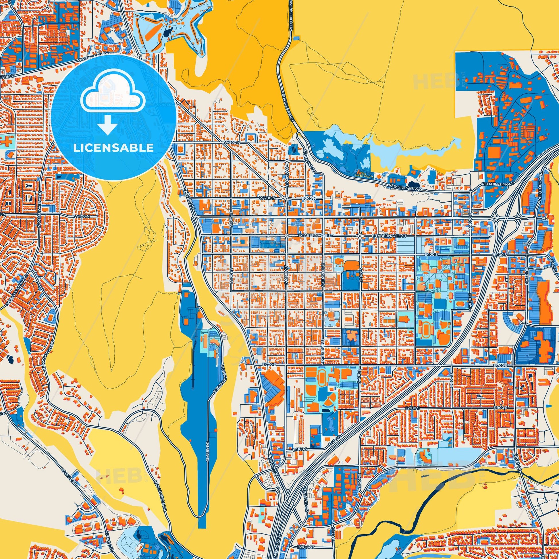 Colorful St. George Street Map with Labels and Buildings