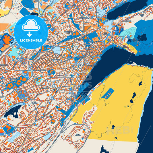 Colorful St Johns Street Map with Labels and Buildings