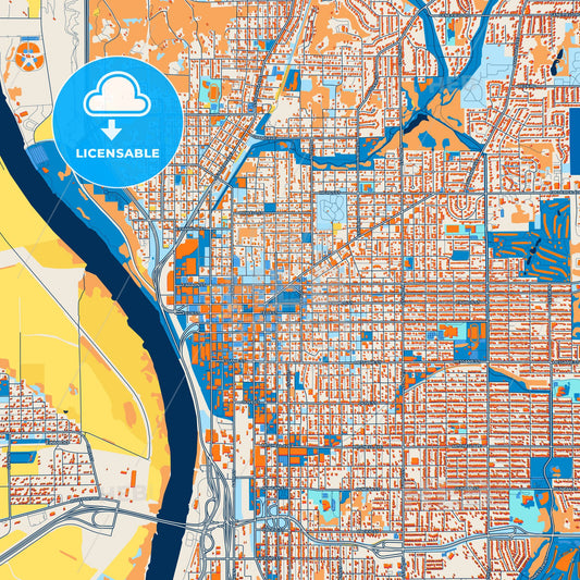 Colorful St. Joseph Street Map with Labels and Buildings